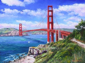  Olde Pintura al %C3%B3leo - Puente Golden Gate San Francisco urbano americano